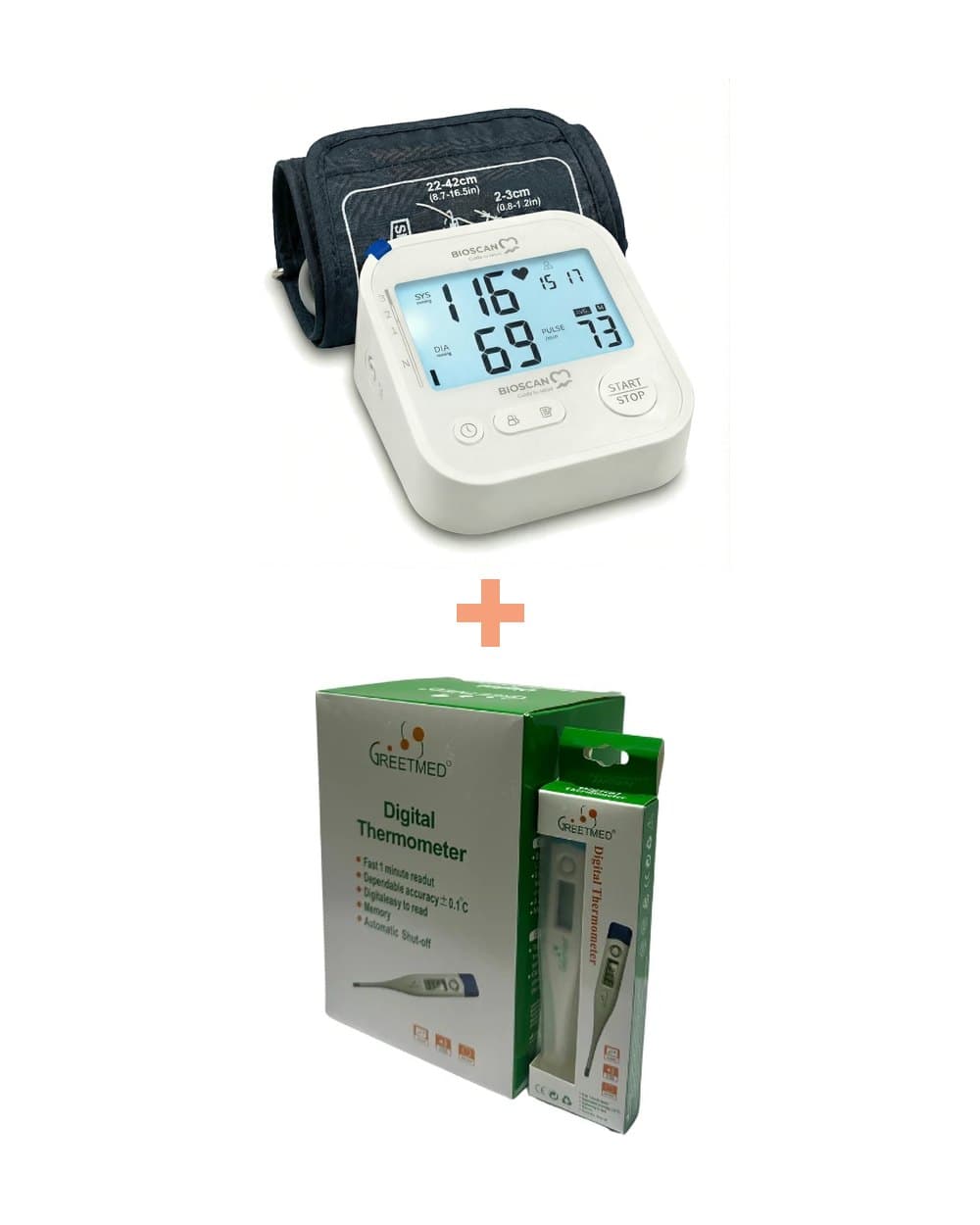 Kit Tensiómetro BIOSCAN F1701T + Termómetro Digital GreetMed